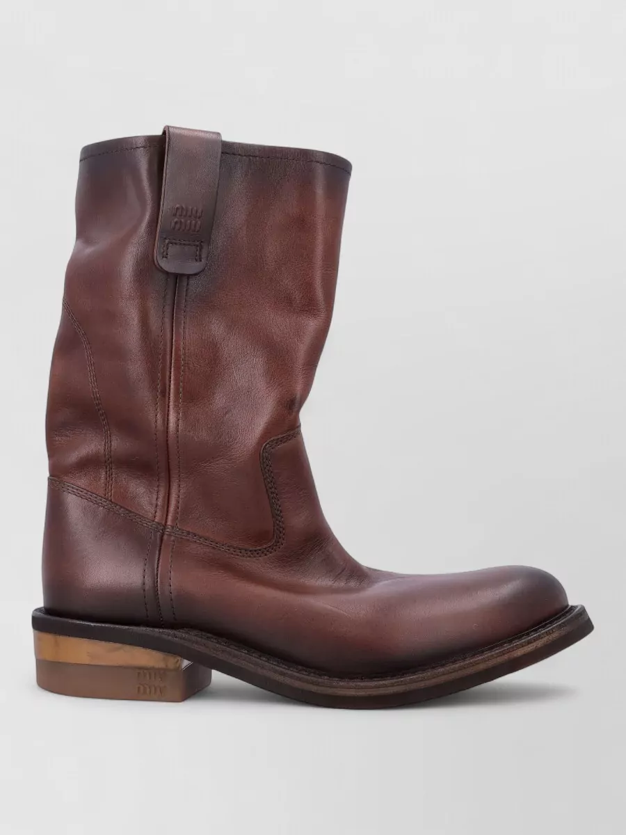 Miu Miu Leather Slouchy Ankle Boots
