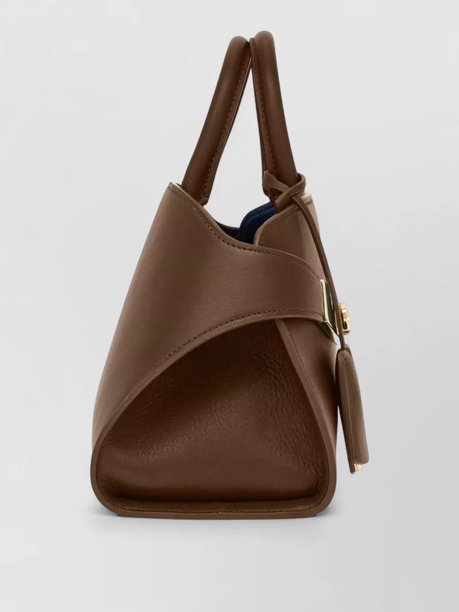 Ferragamo Tote Bag Detachable Strap Gold Tone Hardware