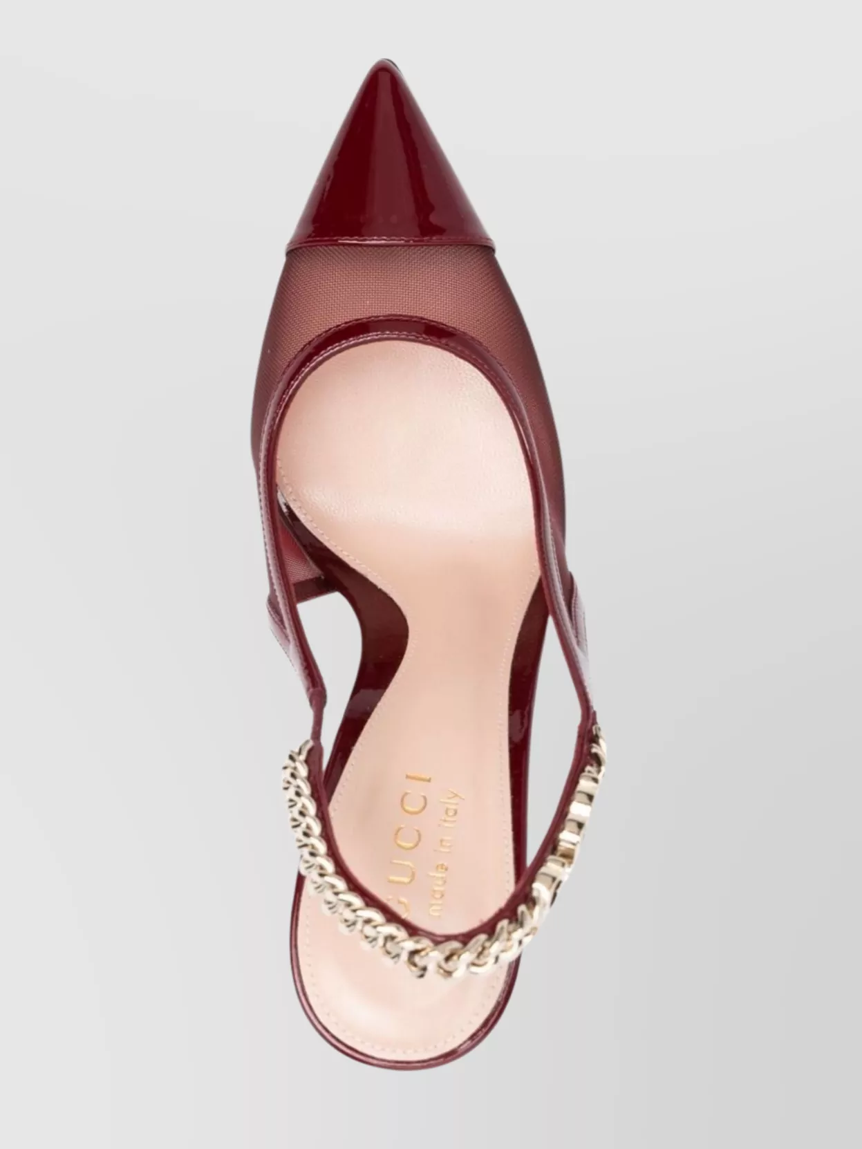 Gucci Mesh Panel Chain Detail Pointed Toe Pumps