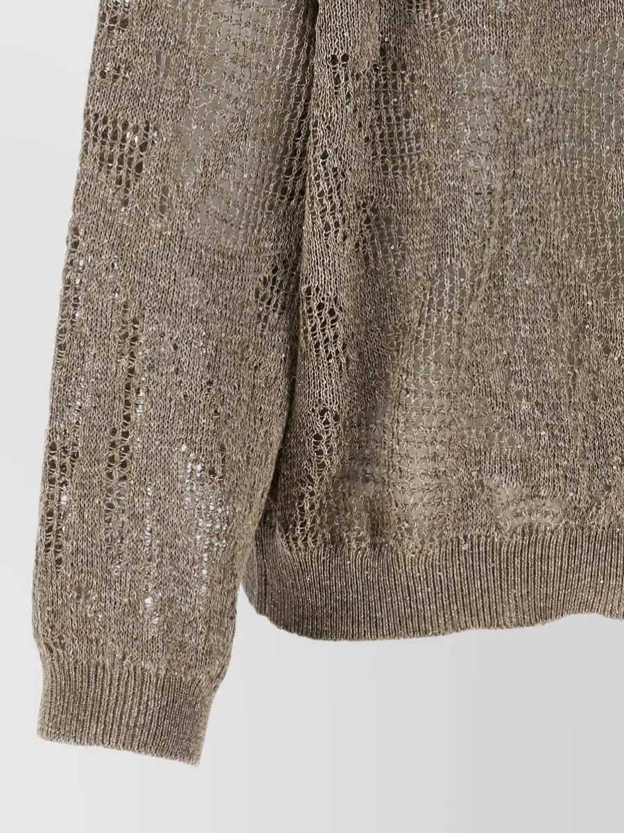 Brunello Cucinelli Linen Blend Openwork Hooded Sweater