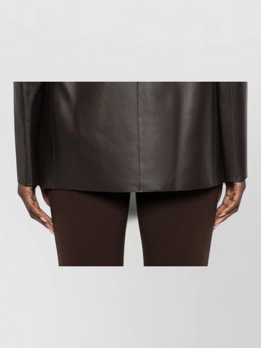 Emporio Armani Leather Blazer Jacket V Neck Long Sleeves