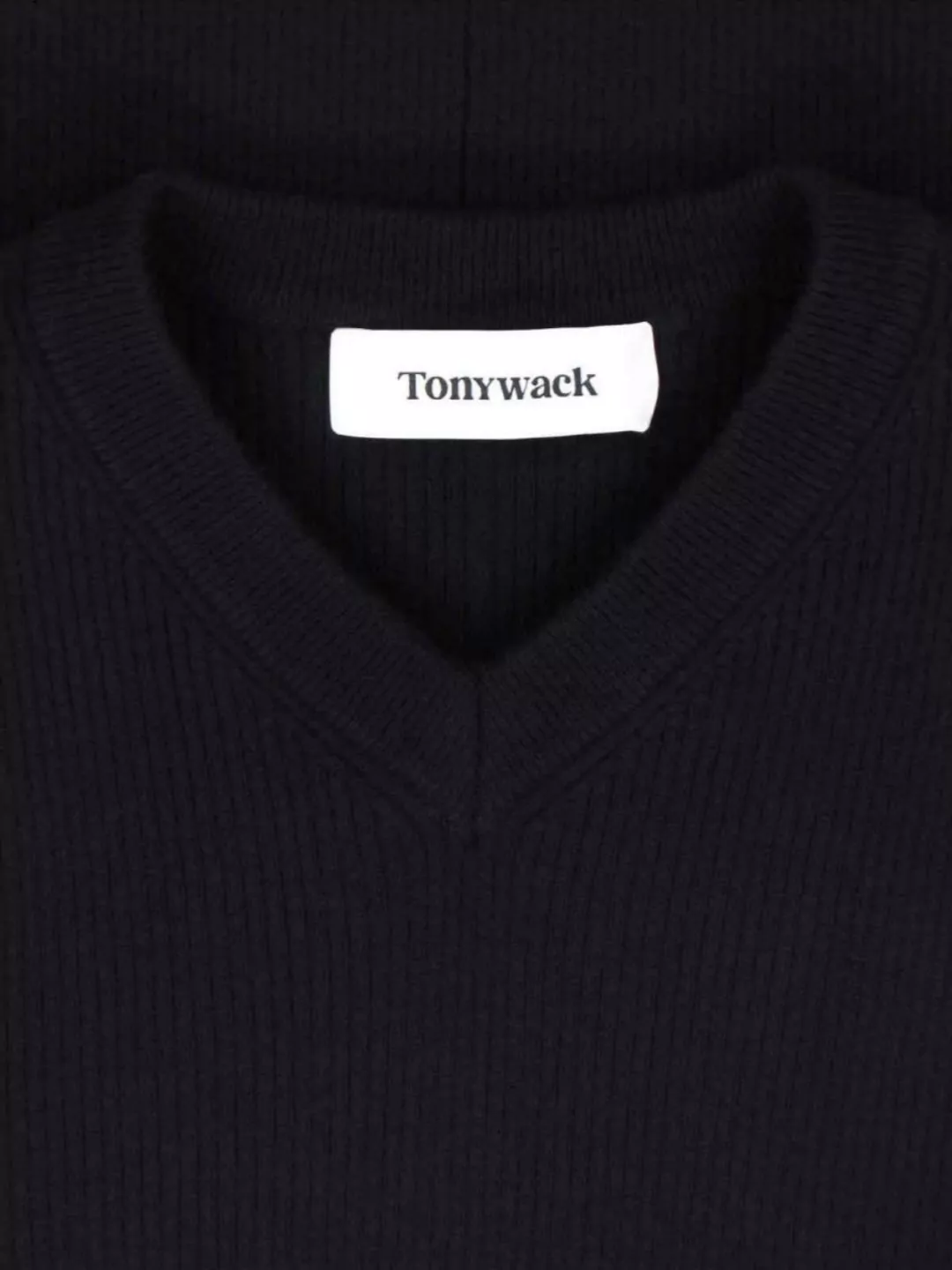 Tonywack V-Neck Long Sleeve Ribbed Knit Sweater