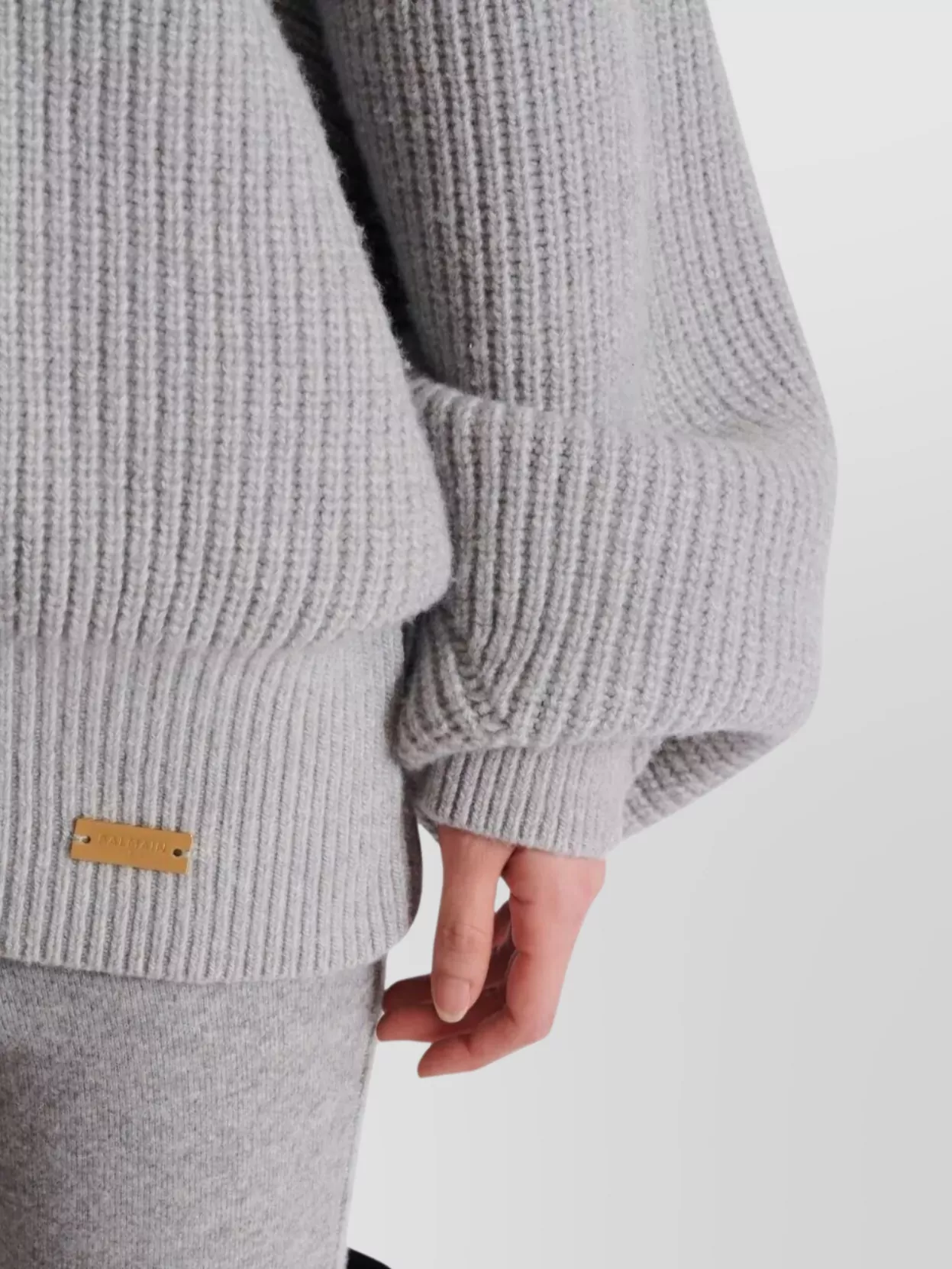 Balmain Oversized Turtleneck Ribbed Knit Sweater