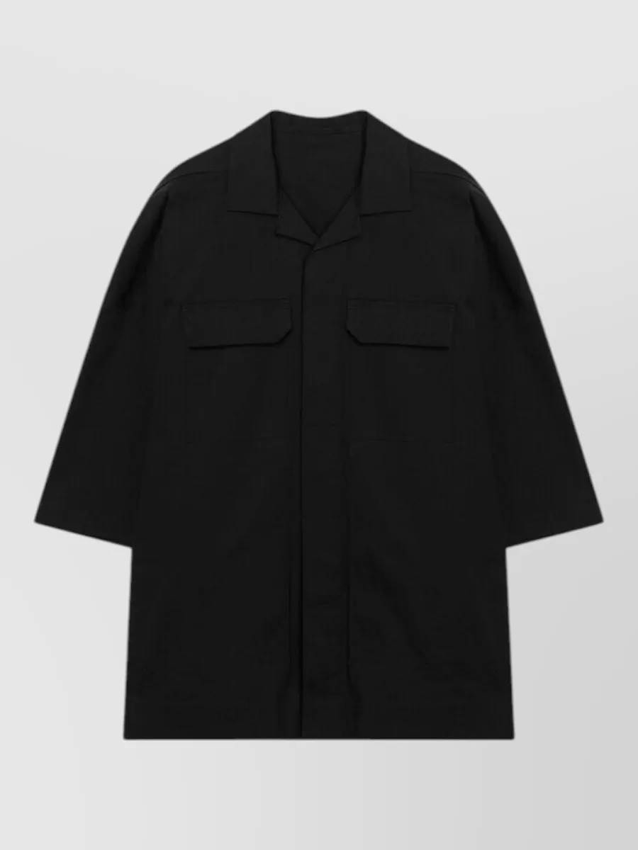 Rick Owens cotton camp collar short sleeve shirt