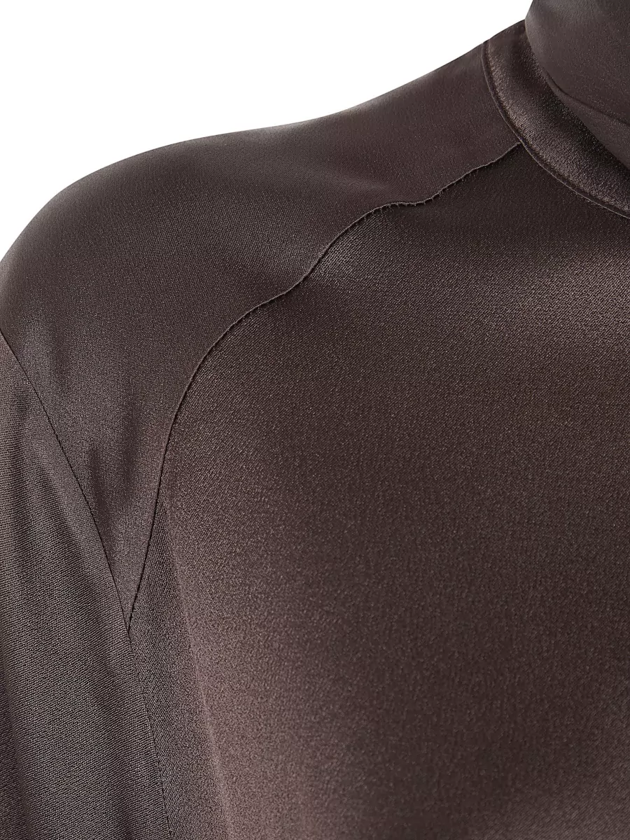 Semicouture Satin Dress High Neck Tie Back