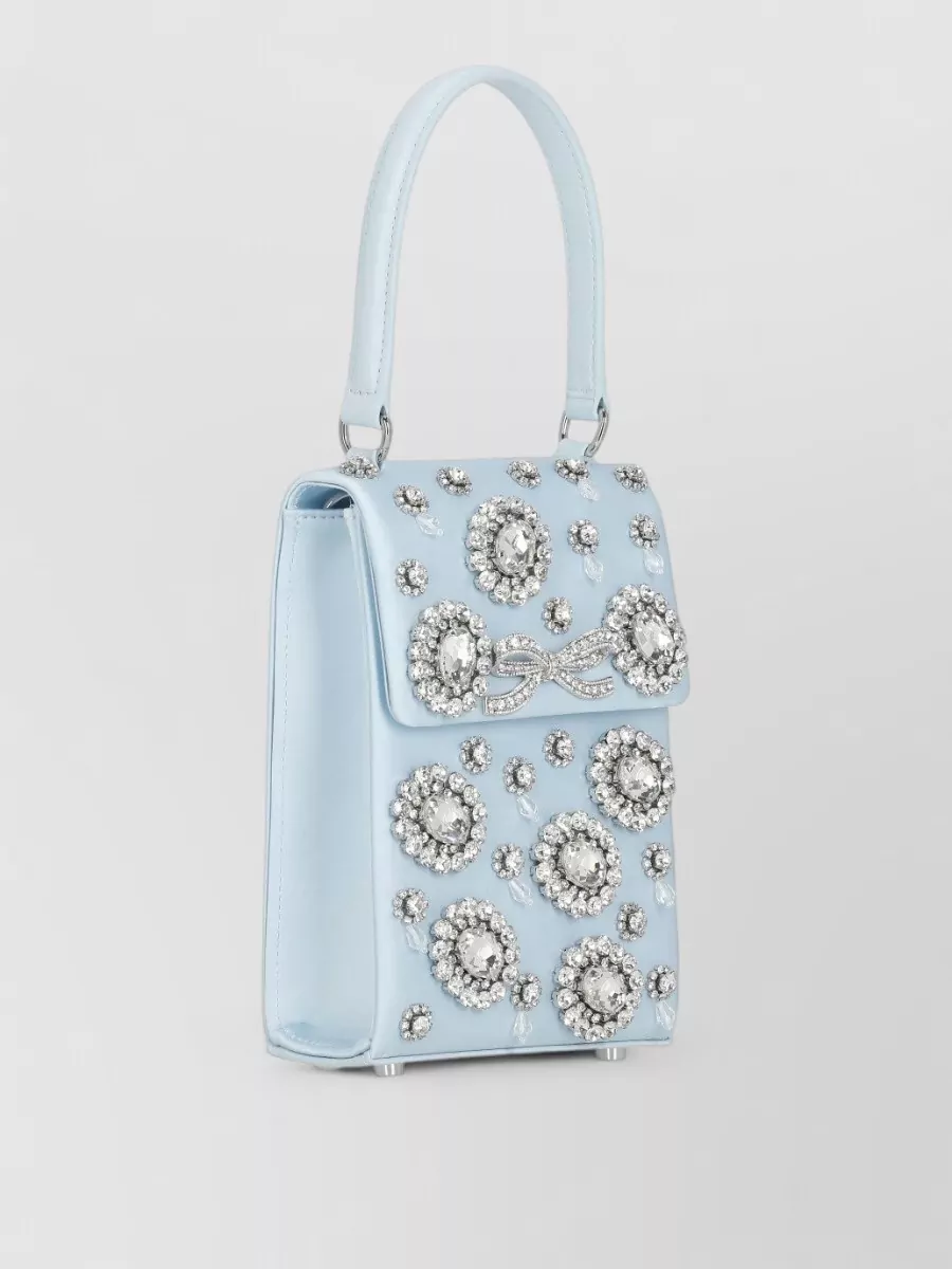 Self-Portrait The Bow Mini Crystal-Embellished Satin Shoulder Bag