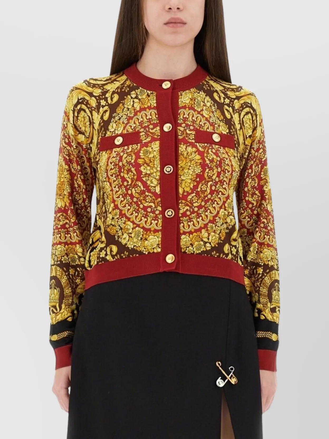 Versace Knitwear With Gold-Tone Buttons And Front Pockets