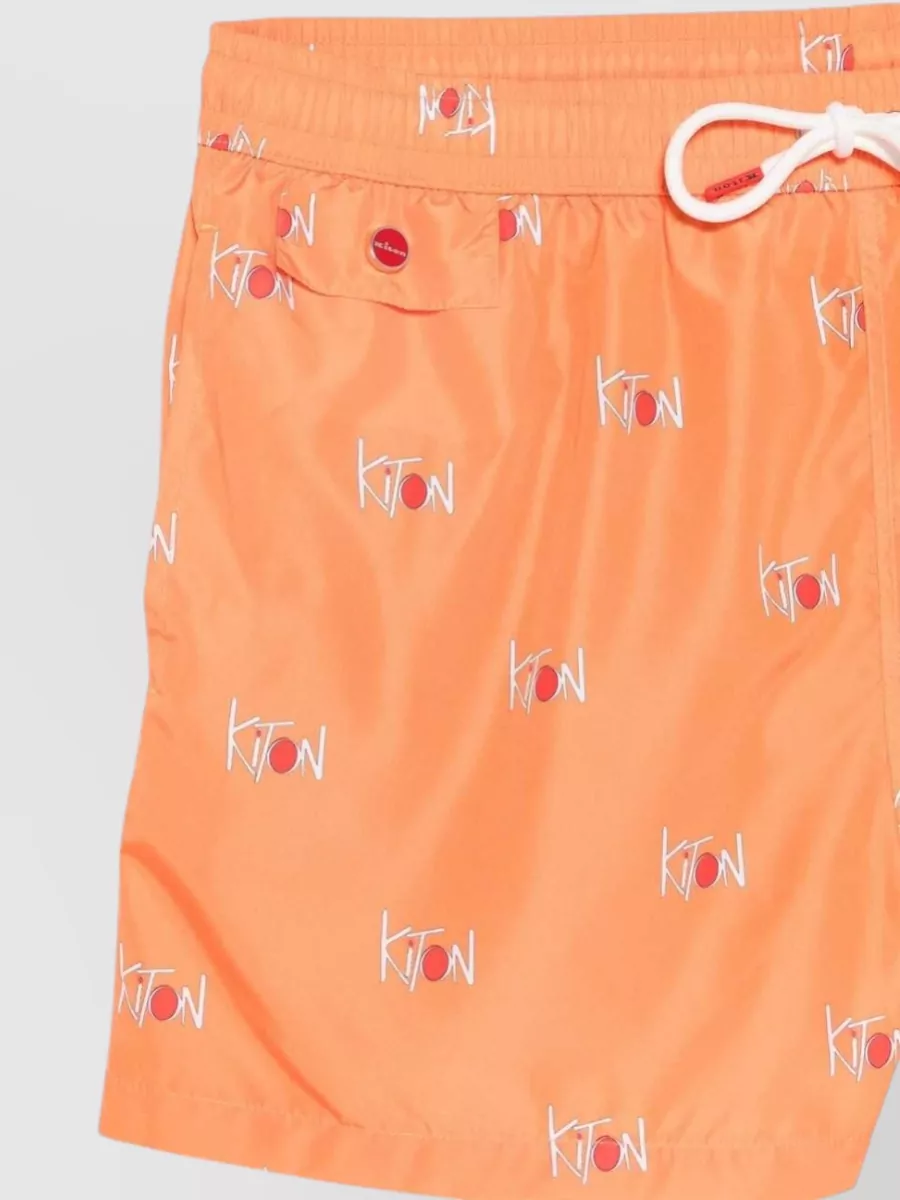 Kiton Logo Print Swim Shorts