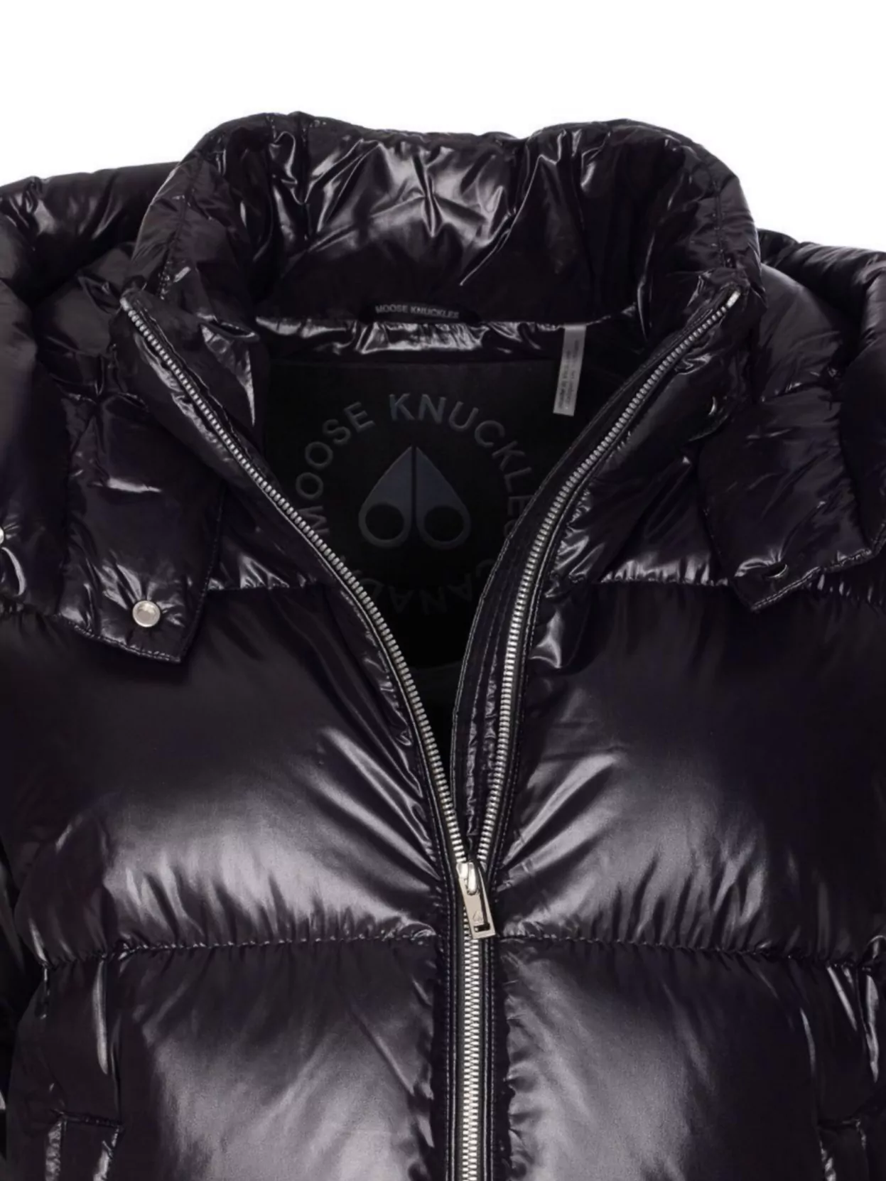 Moose Knuckles Hooded Padded Quilted Jacket With Zip Pockets In Black