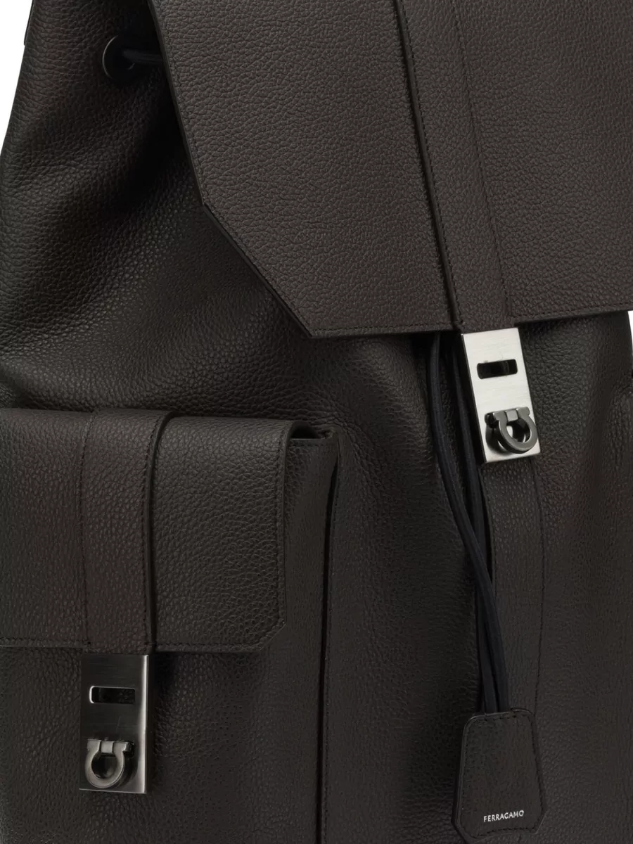 Ferragamo Leather Backpack Double Front Pockets