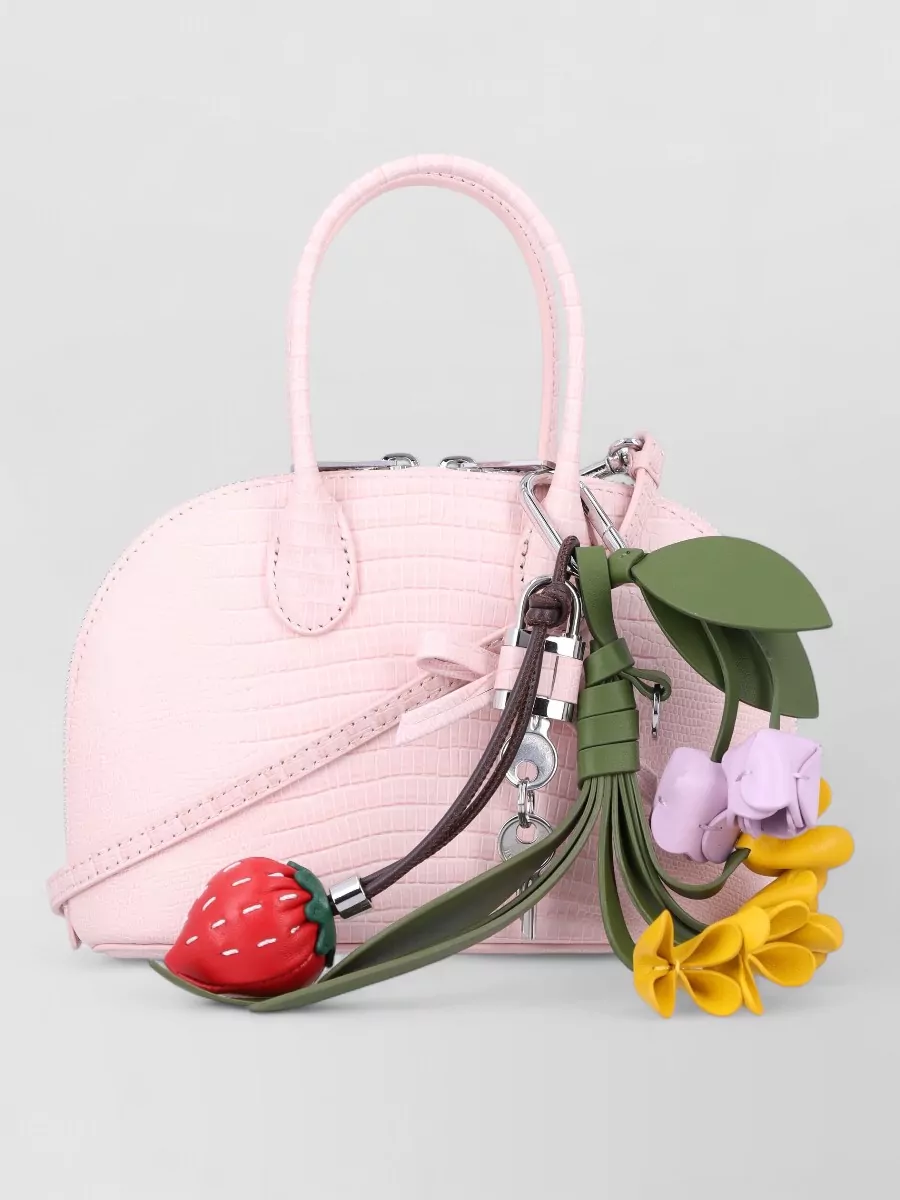 Self-Portrait Mini embossed leather bowling bag
