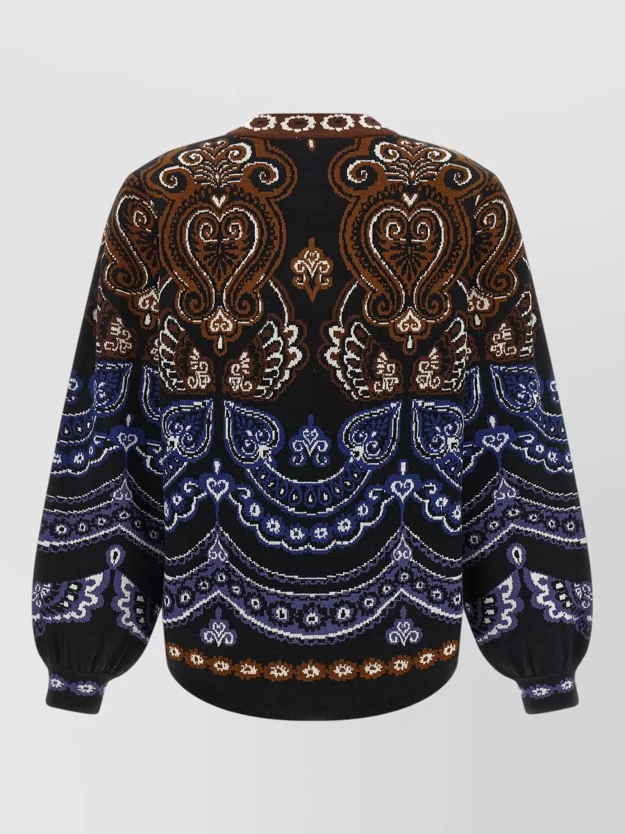 Farm Rio jacquard balloon-sleeve crew-neck jumper