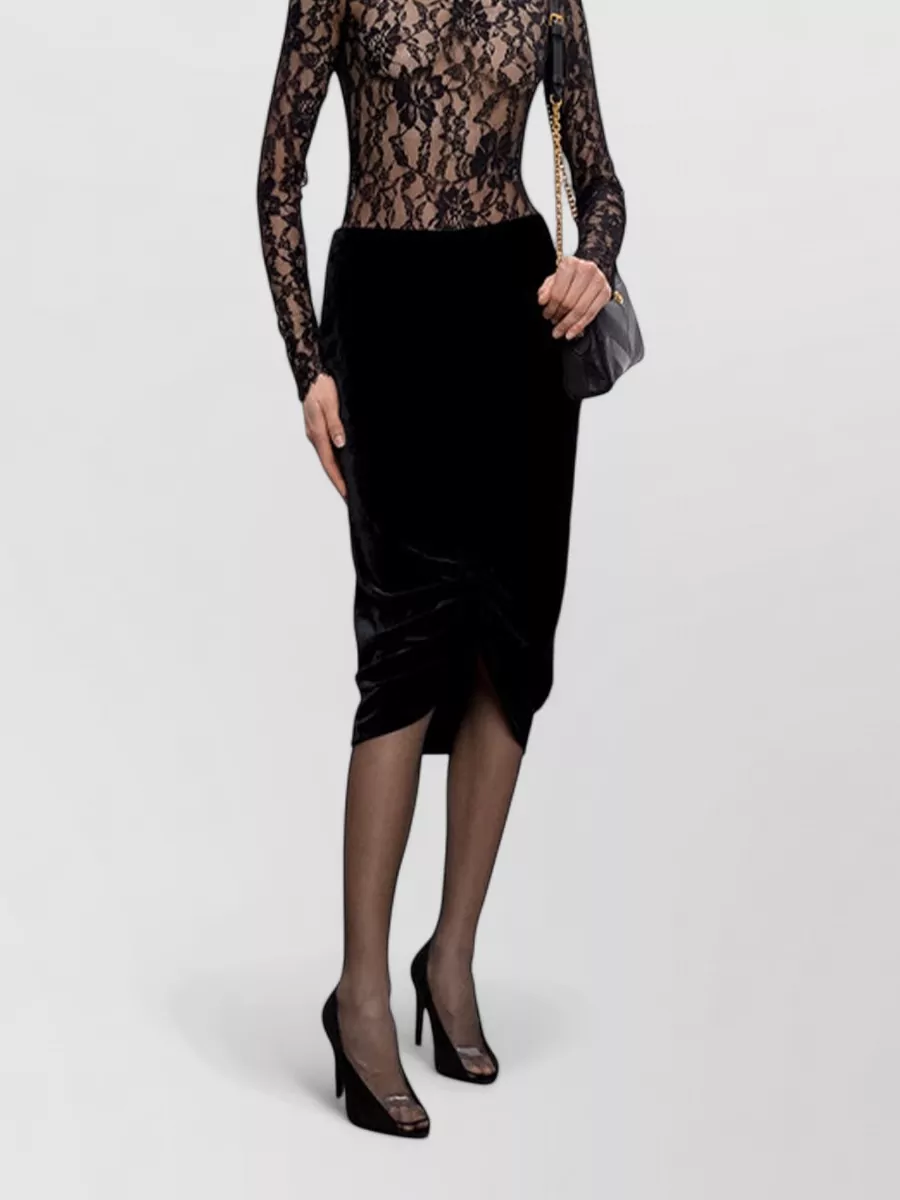 Valentino Velvet Draped Pencil Skirt