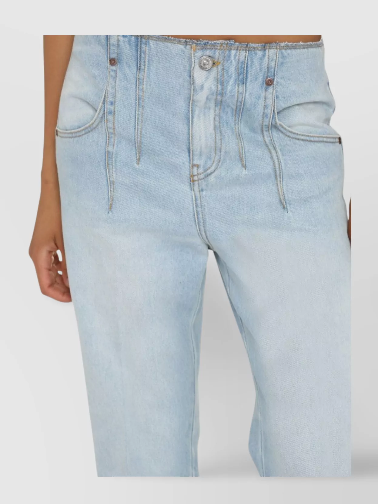 Shop Victoria Beckham Flared High-rise Jeans Contrast Stitching