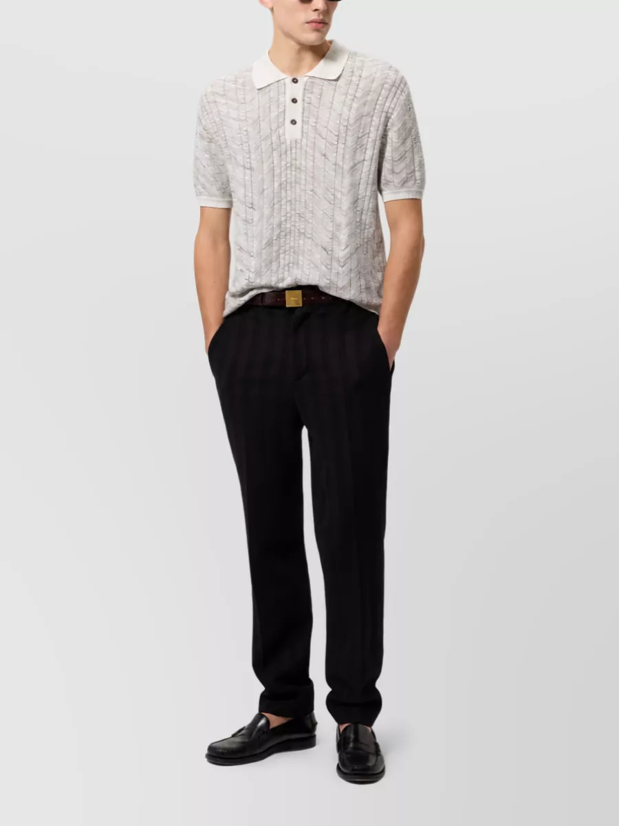 Missoni Open-Knit Short-Sleeve Polo Shirt
