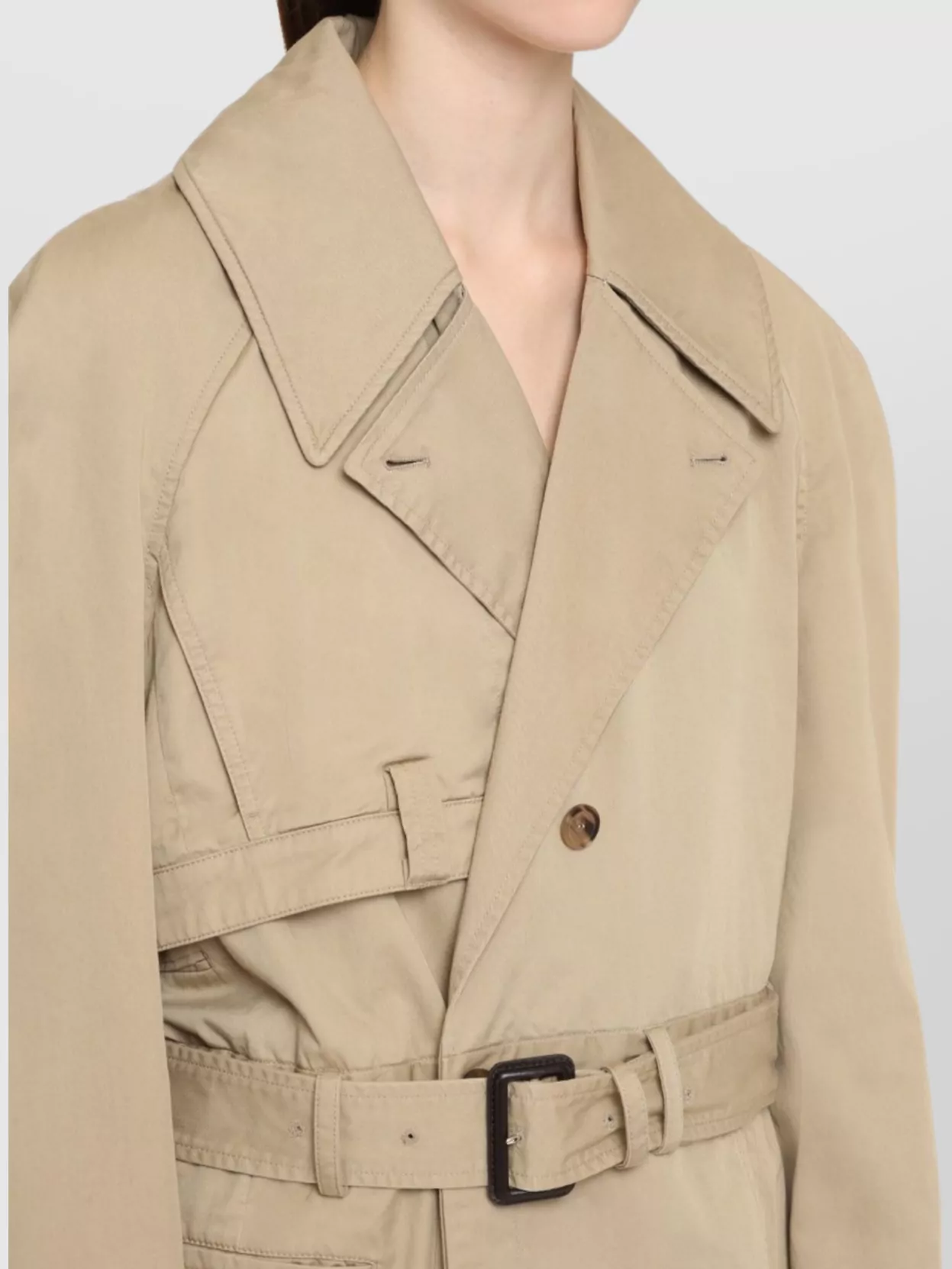 Balenciaga Cotton Trench Coat With Coordinated Waist Belt In Nude