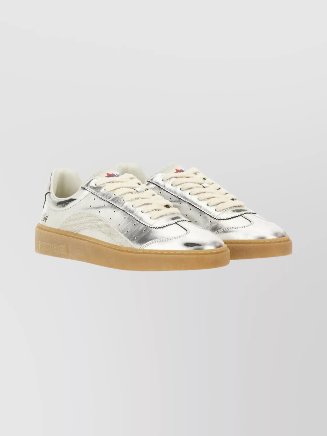 Dsquared2 Metallic Round Toe Sneakers With Rubber Sole