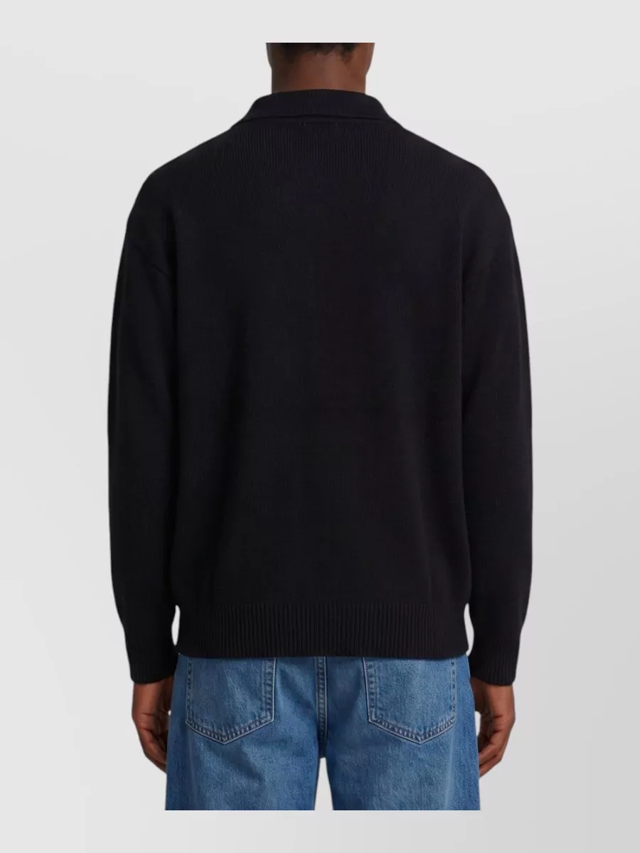 Roberto Collina Merino Wool V-Neck Long-Sleeve Polo Shirt
