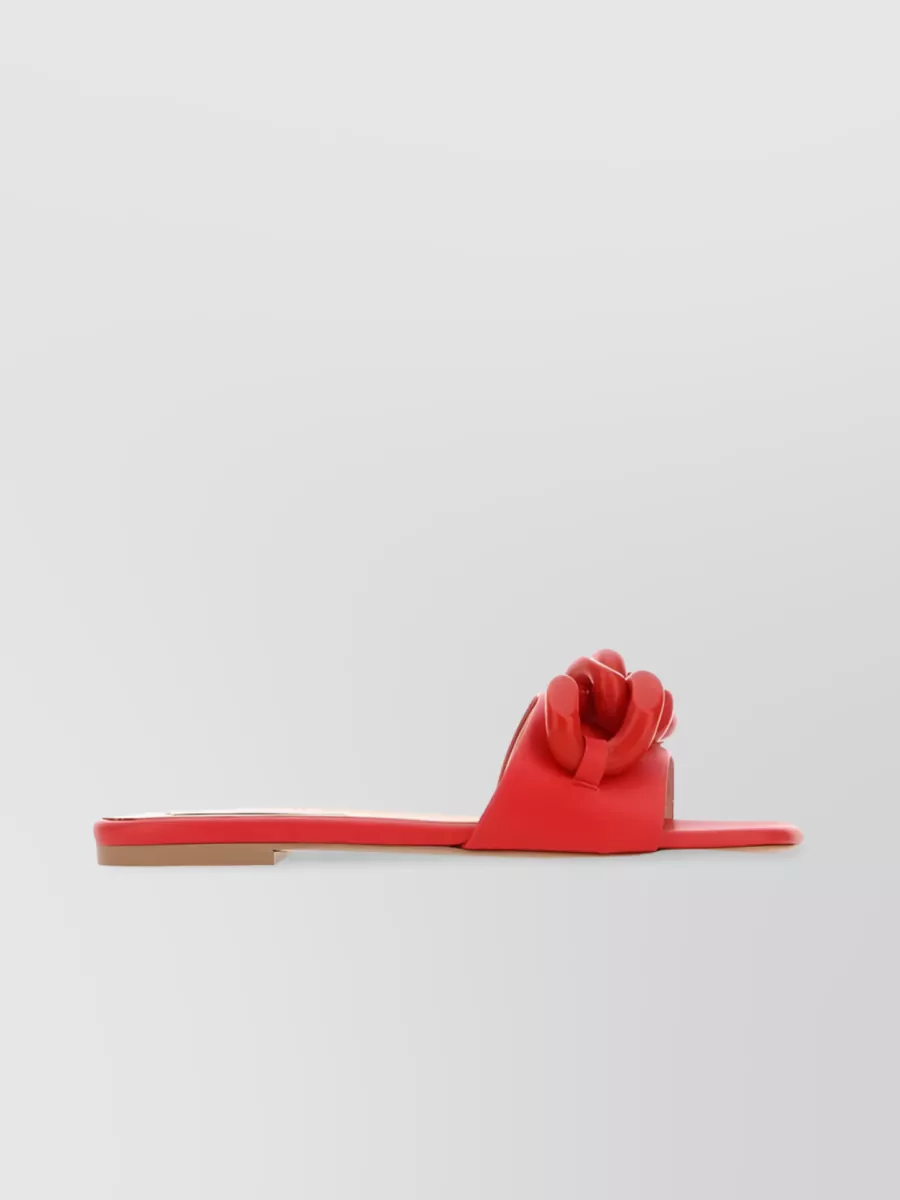 Shop Stella Mccartney Chain-embellished Slide Sandals In Red