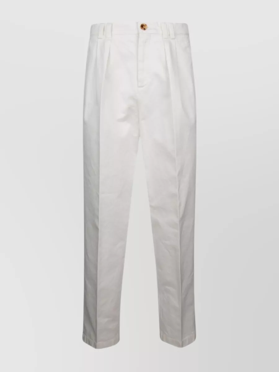 Brunello Cucinelli Pleat-detail Tapered-leg Trousers In White