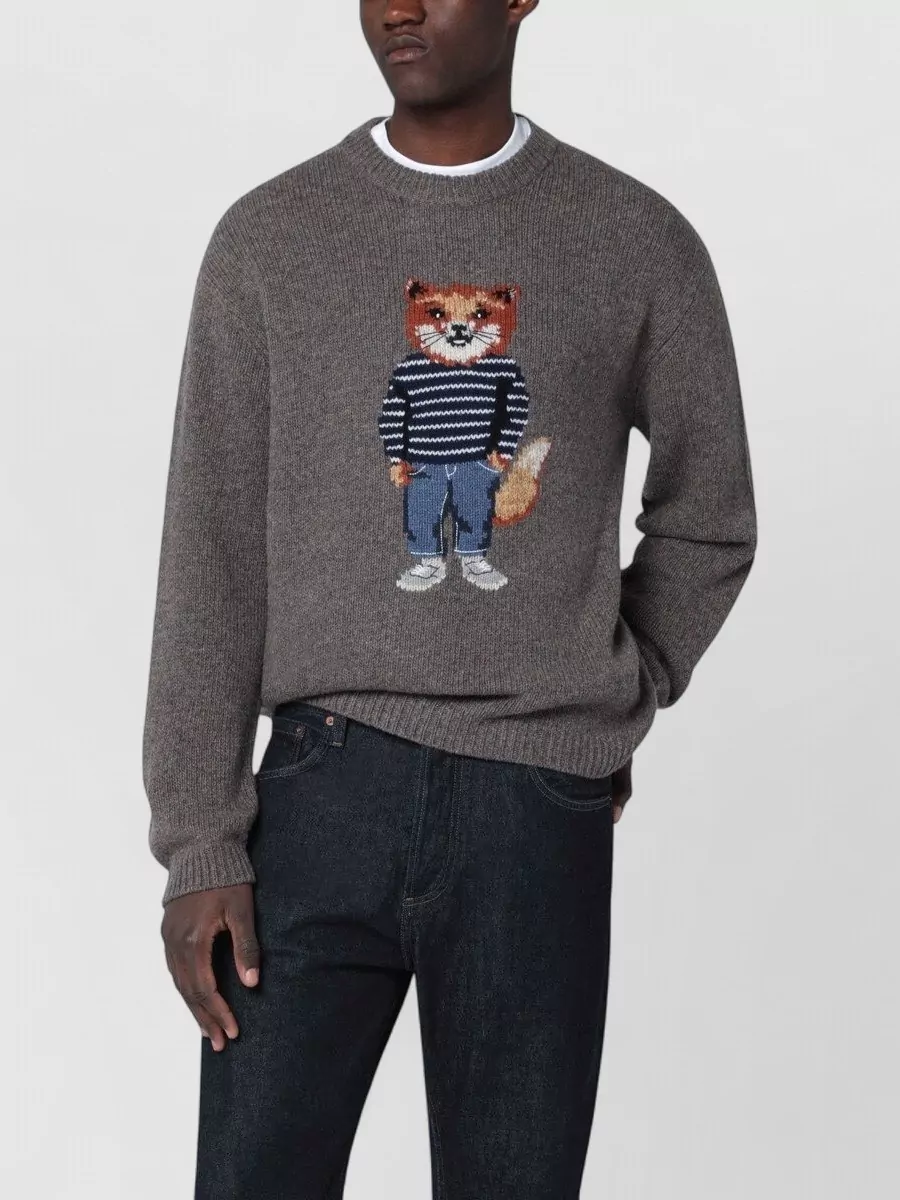 Maison Kitsuné ribbed crewneck wool jumper