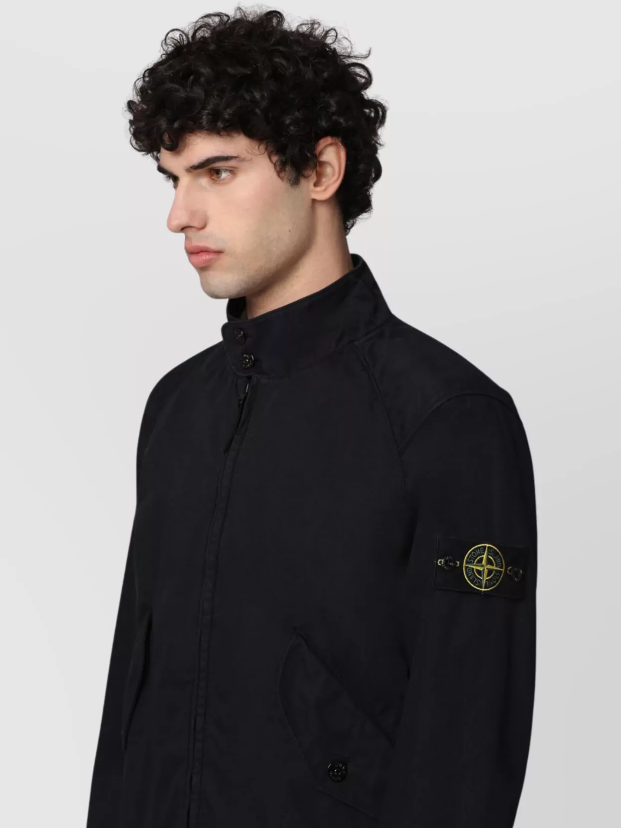 Stone Island Cotton Jacket With Zip And Pockets