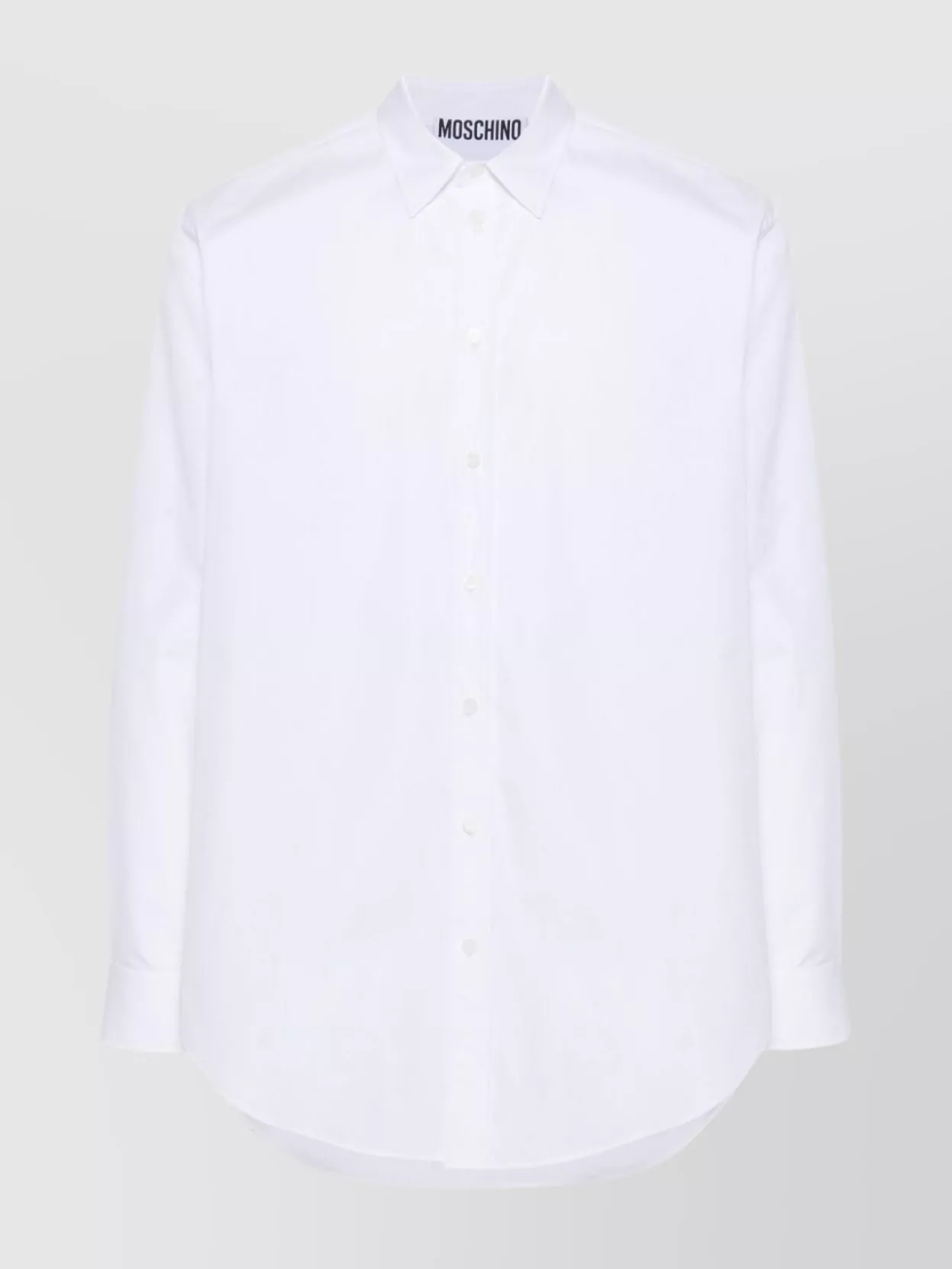 Shop Moschino Contemporary Curved Hem Shirt In White