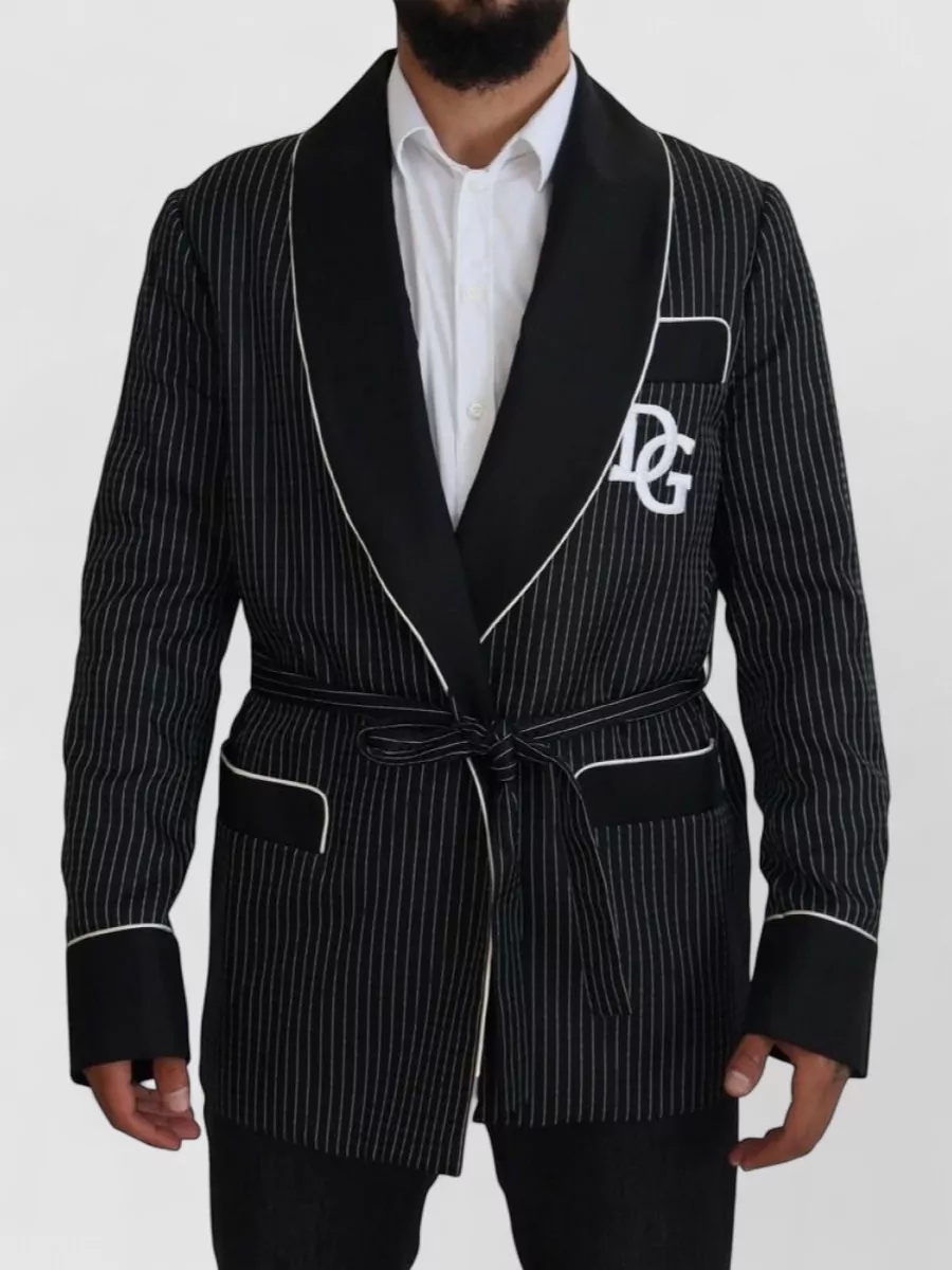Dolce&Gabbana silk pinstripe belted blazer