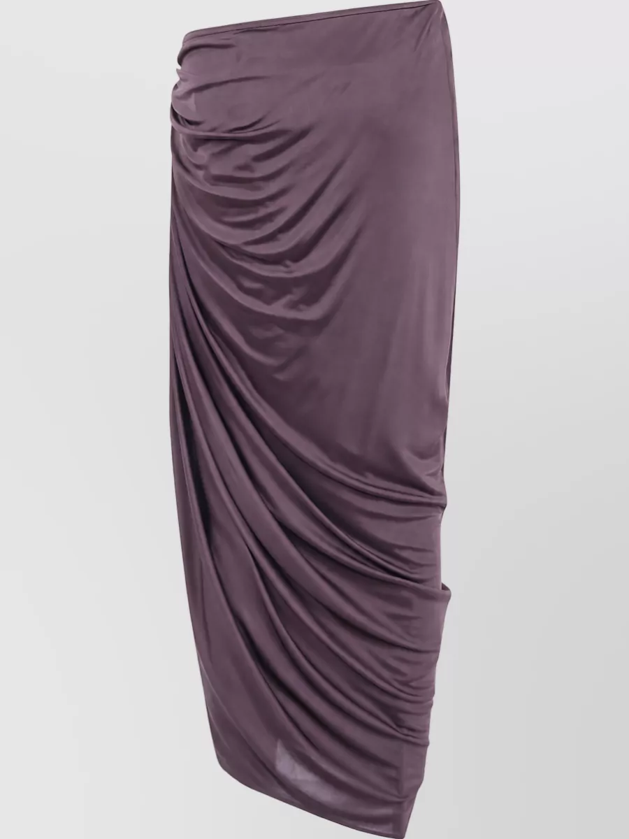 Balmain draped viscose jersey slit midi skirt
