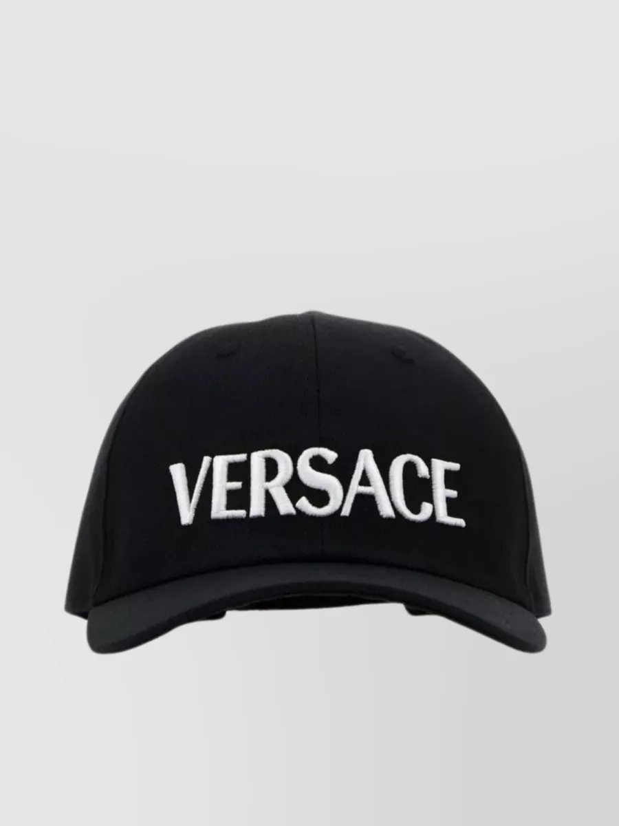 Shop Versace Contoured Cotton Baseball Cap In Black