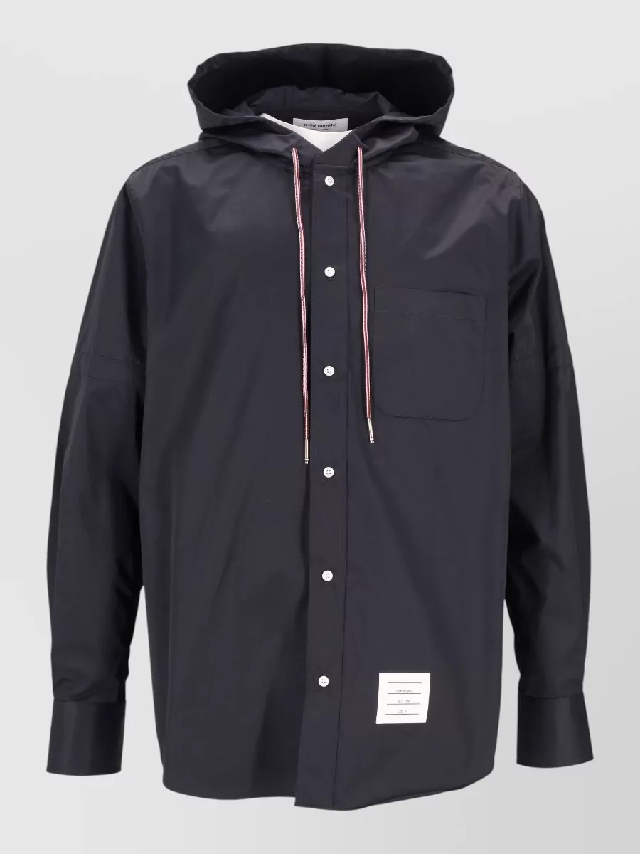 Thom Browne hooded straight fit long sleeve shirt jacket