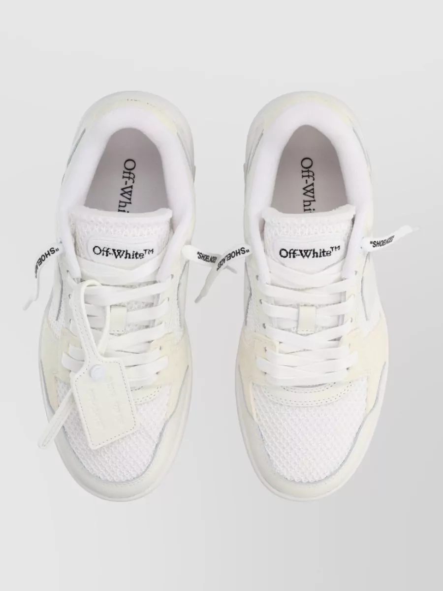 Off-White Low Sneakers Round Toe Perforated Panels