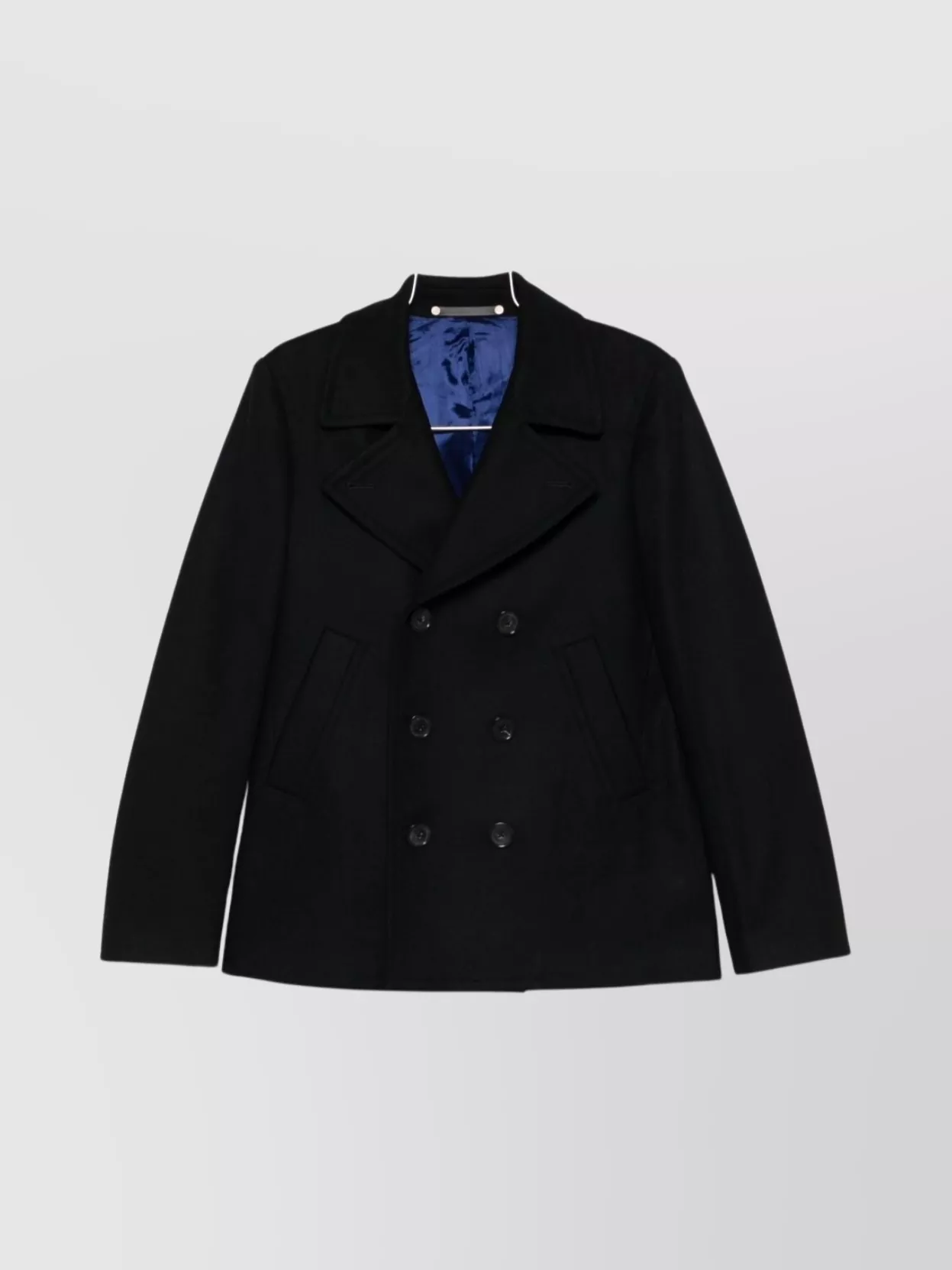 Paul Smith Double-breasted Long Sleeve Coat Featuring Pockets In Black