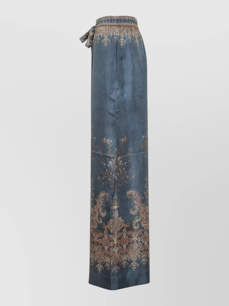 Zimmermann Silk Printed High-Rise Wide-Leg Trousers