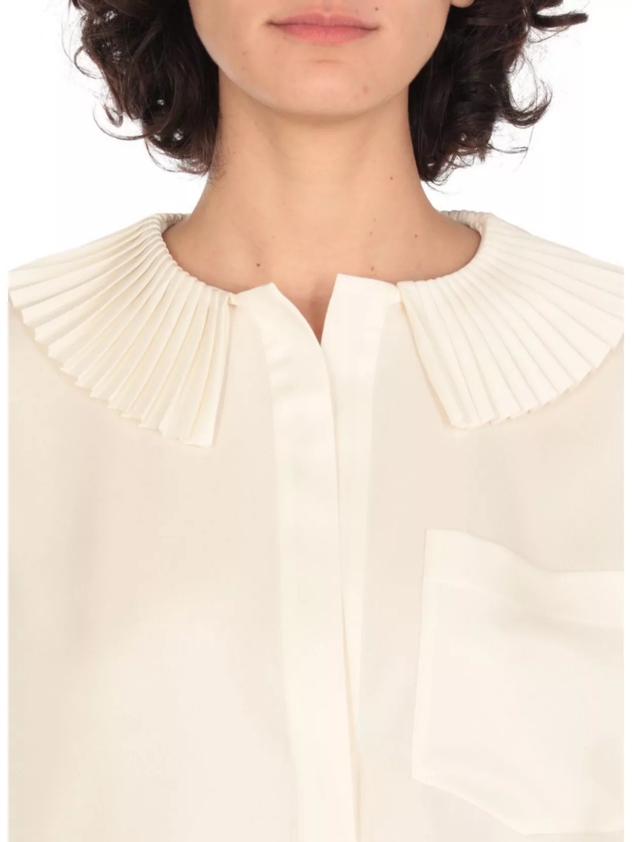 Philosophy Di Lorenzo Serafini Fringed Buttoned Long Sleeve V-neck Top In Neutral