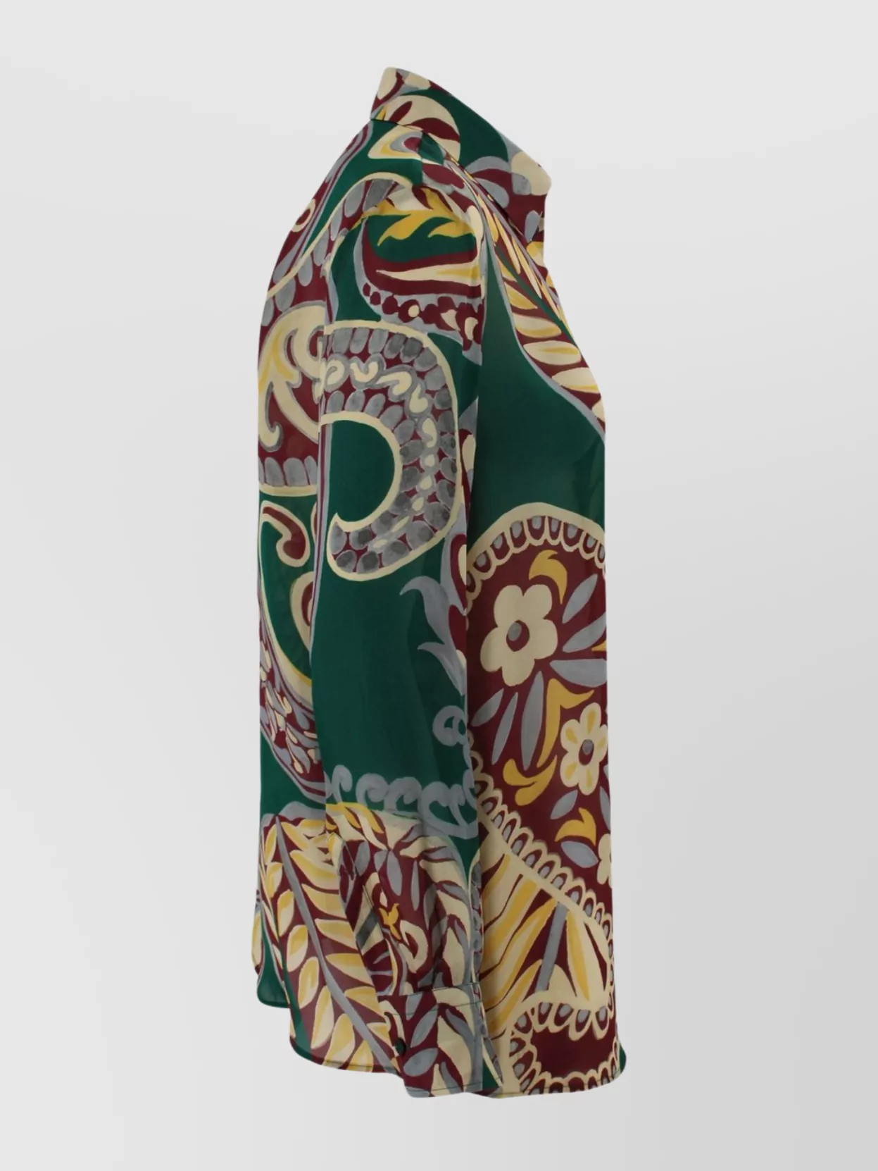 Etro Floral Paisley Print Long Sleeve Silk Top