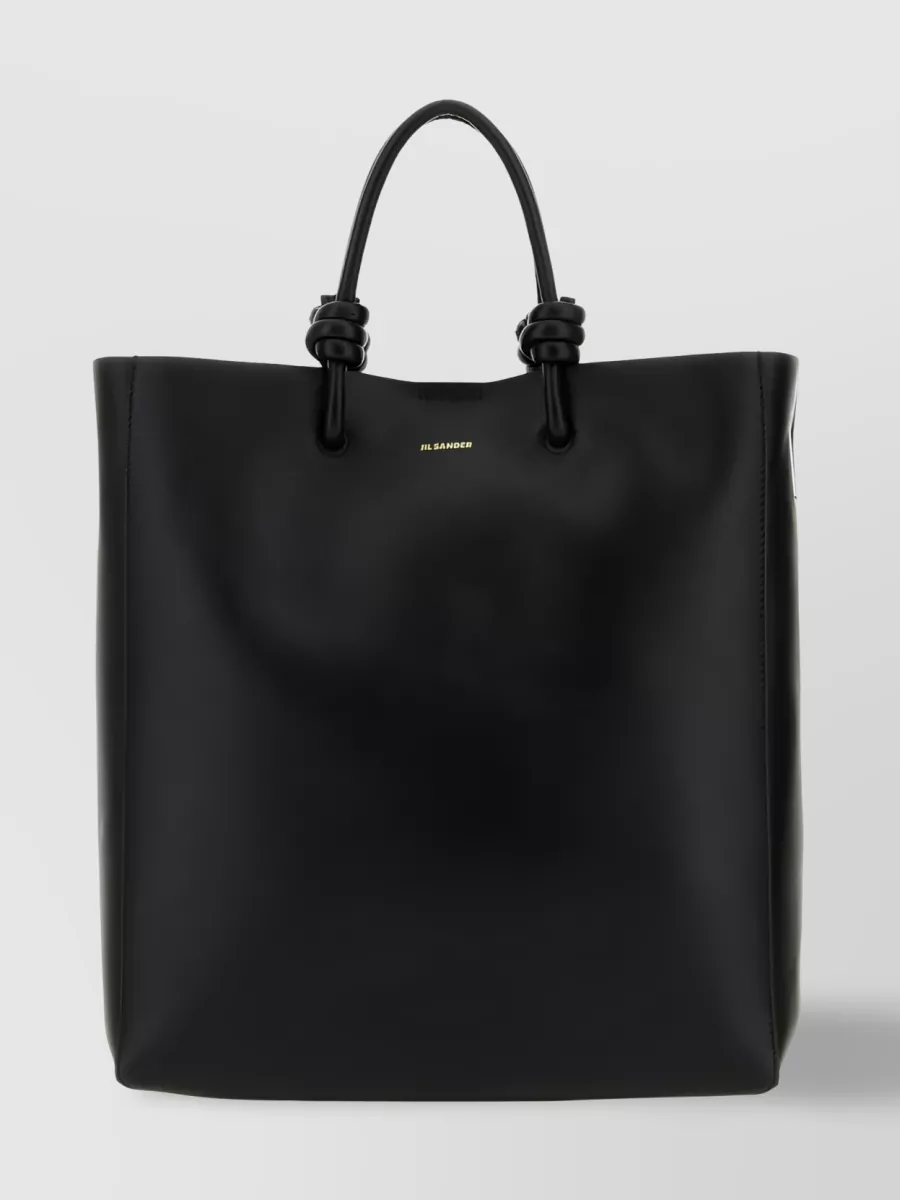 Shop Jil Sander Leather Knot Tote Bag In Black