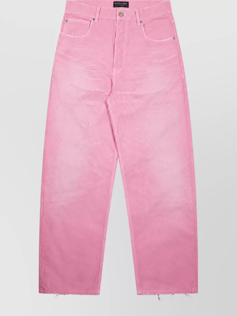 Balenciaga High Waist Distressed Denim Five Pocket Trousers