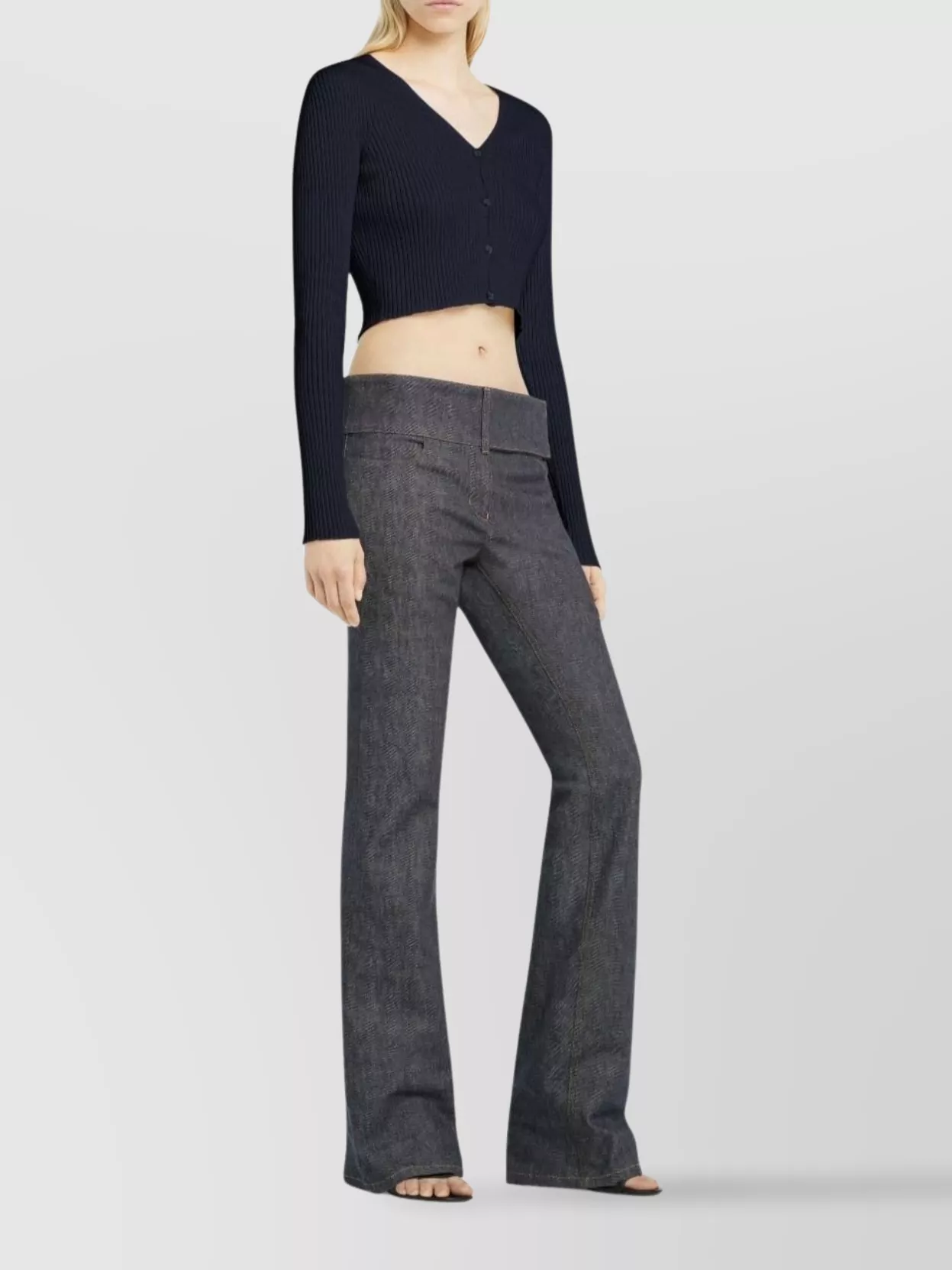 Courrèges Ribbed V-Neck Cropped Knitwear