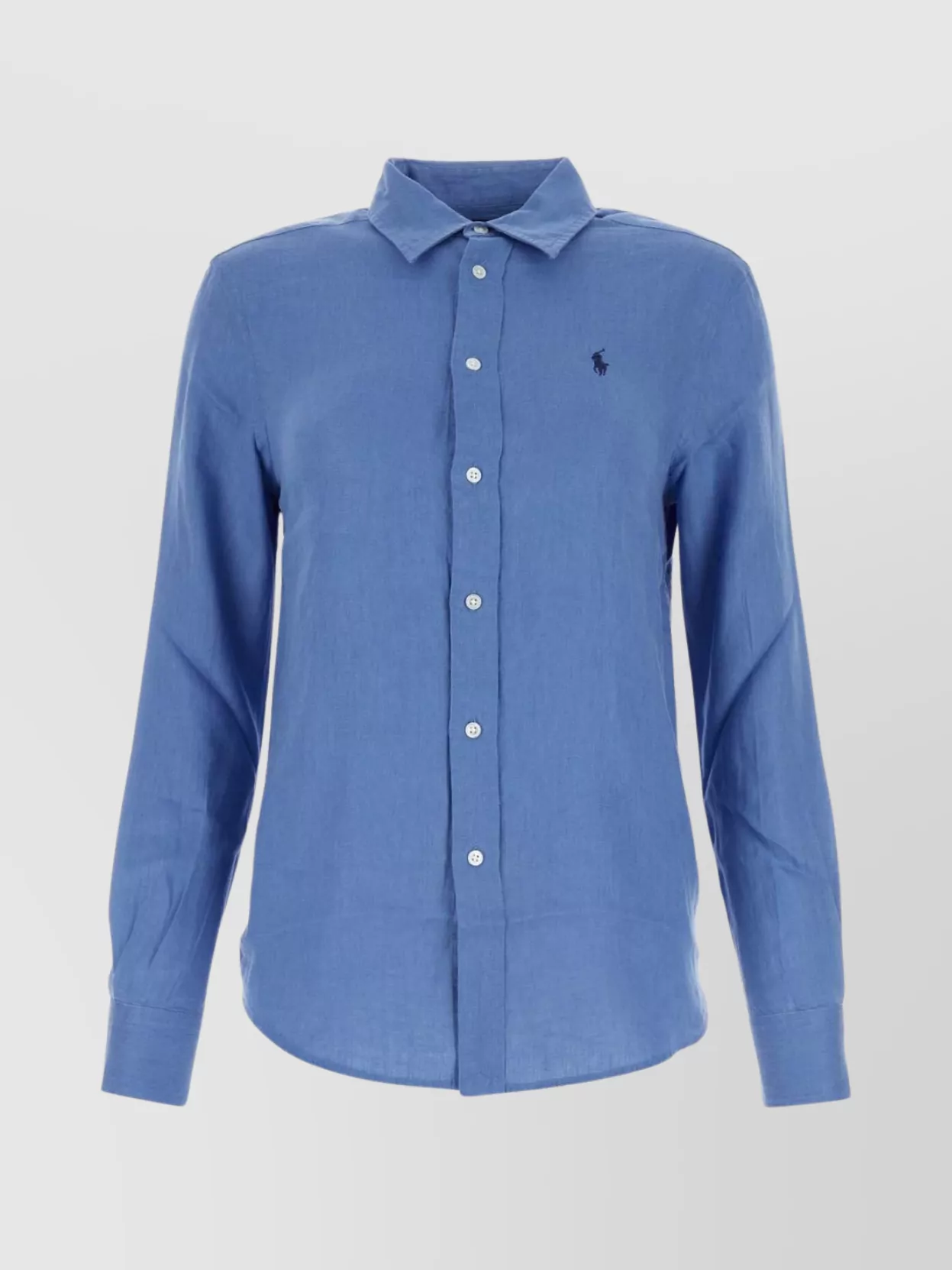 Shop Polo Ralph Lauren Linen Shirt With Button-down Collar And Curved Hem