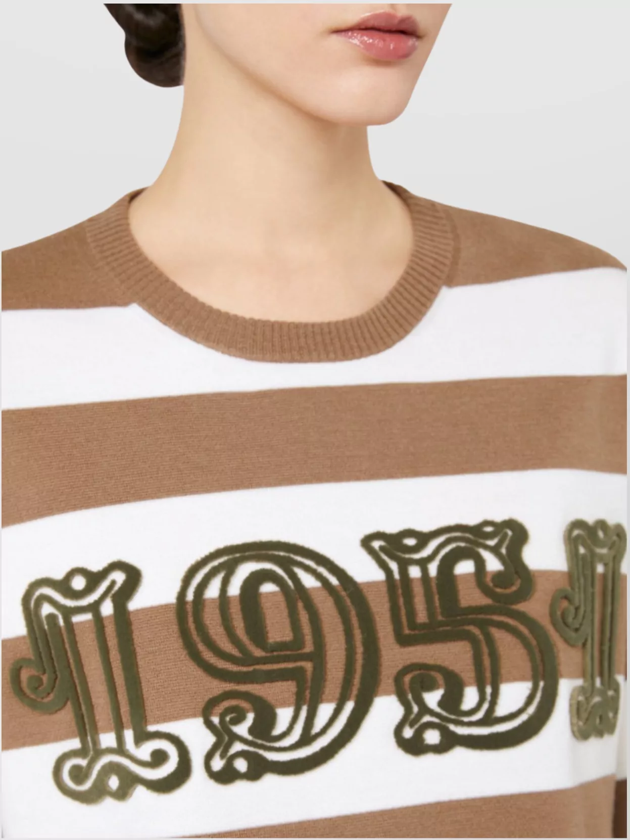 Max Mara Embroidered Wool Sweater Striped Pattern