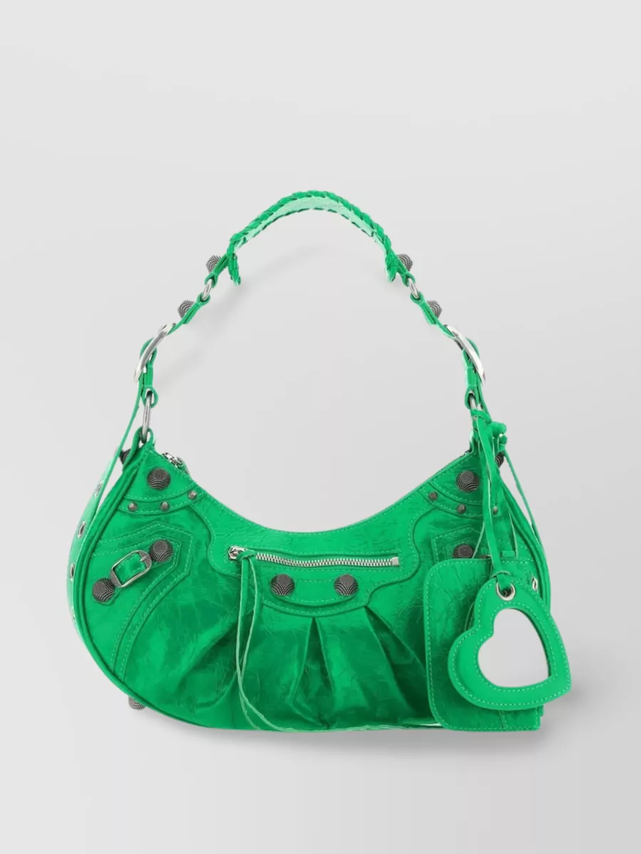 Shop Balenciaga Le Cagole S Shoulder Bag With Heart-shaped Detail In Green