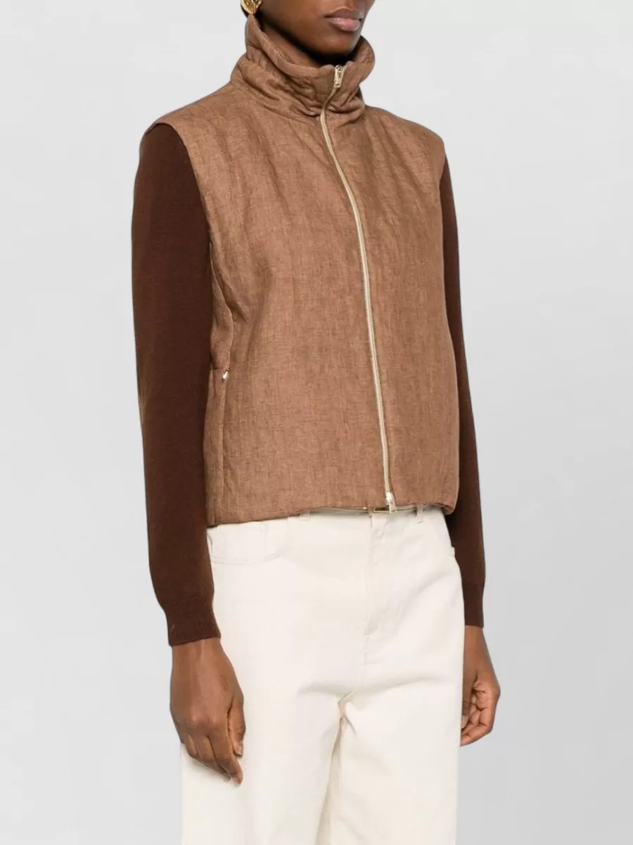 Herno Funnel Neck Sleeveless Top Straight Hem