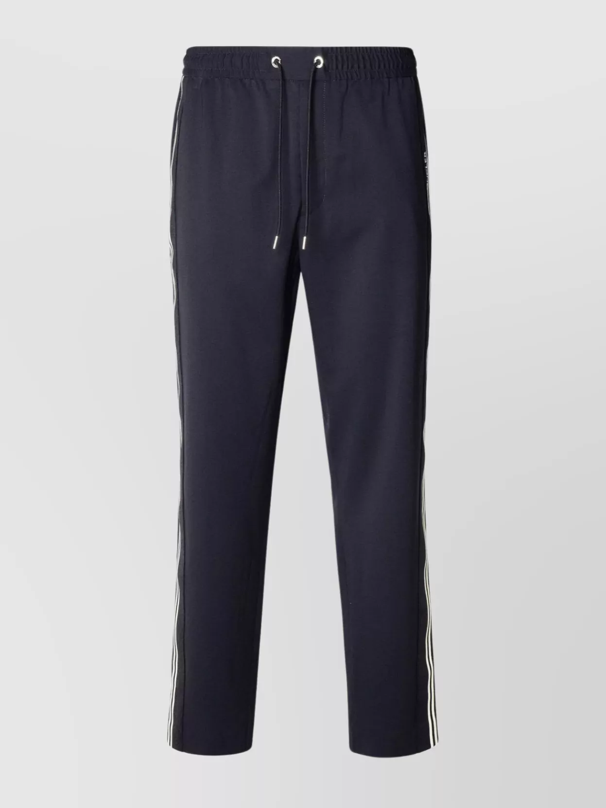 Shop Moncler Sporty Wool Blend Pants With Stripe Detail