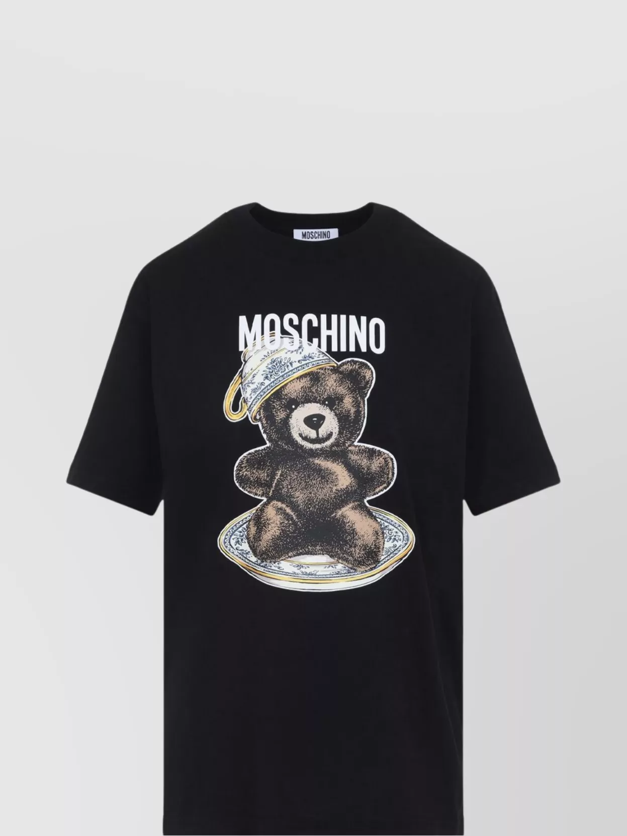 Moschino Black Cotton T-shirt With Playful Bear Graphic In Black