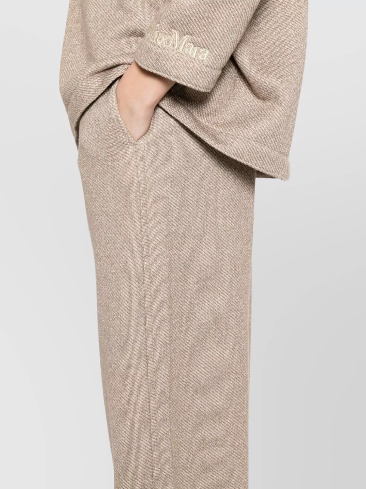 MAX MARA WIDE-LEG COTTON BLEND TROUSERS WITH METALLIC THREADING