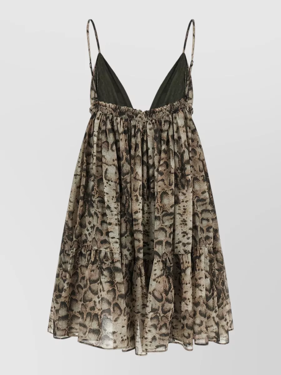 Pinko Snake-Print Sleeveless V-Neck Mini Dress