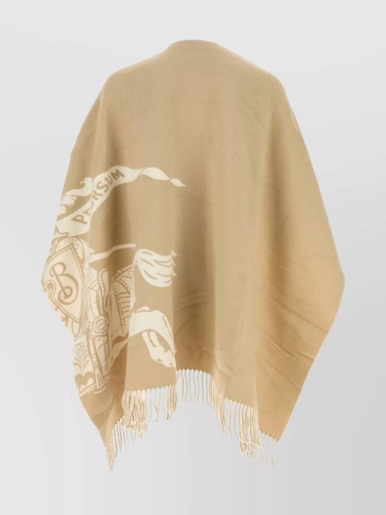Burberry Fringe Detailing Wool Blend Cape In Neutral