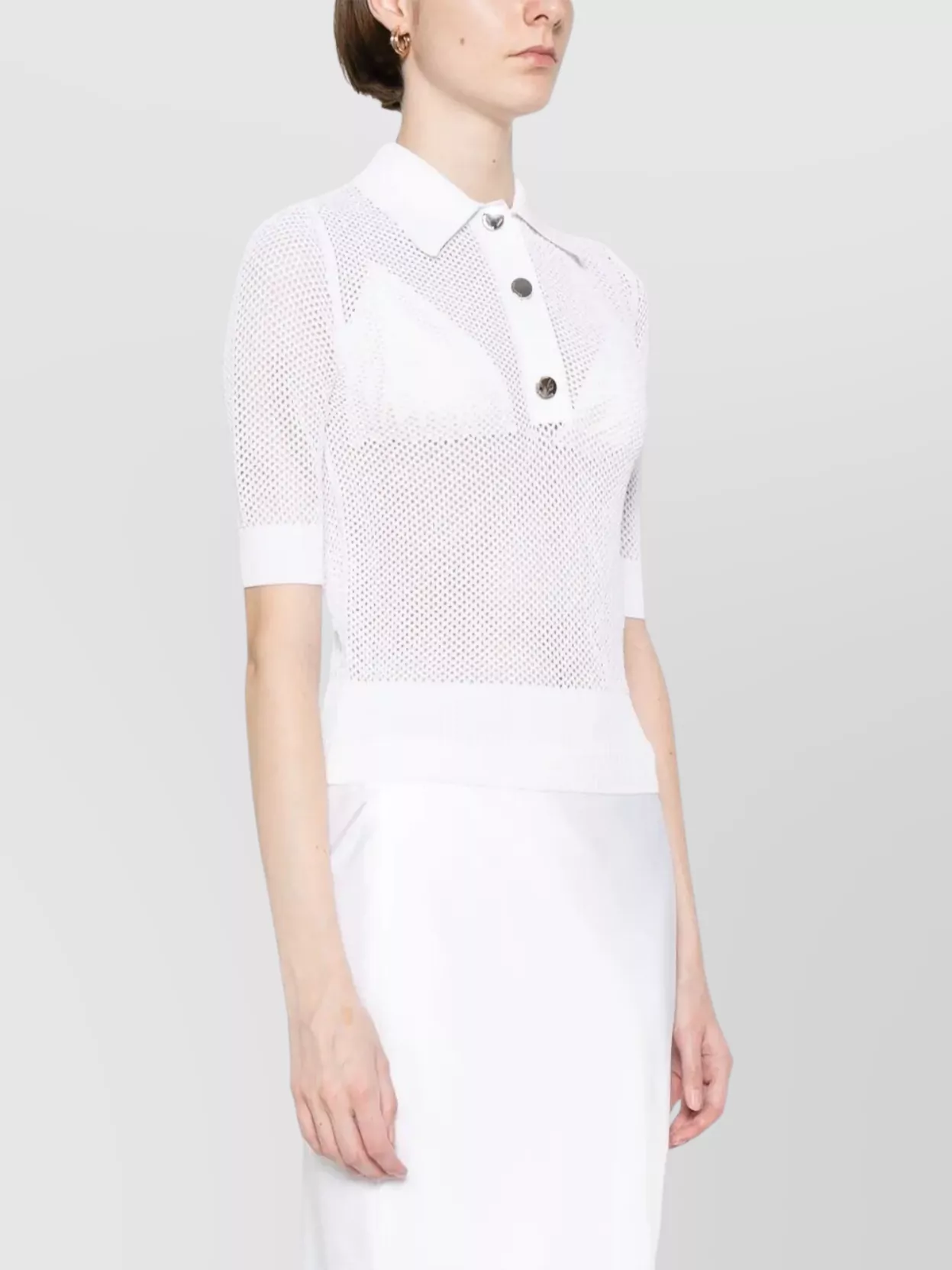 Sportmax Ribbed Polo Collar Knitwear With Mesh Design