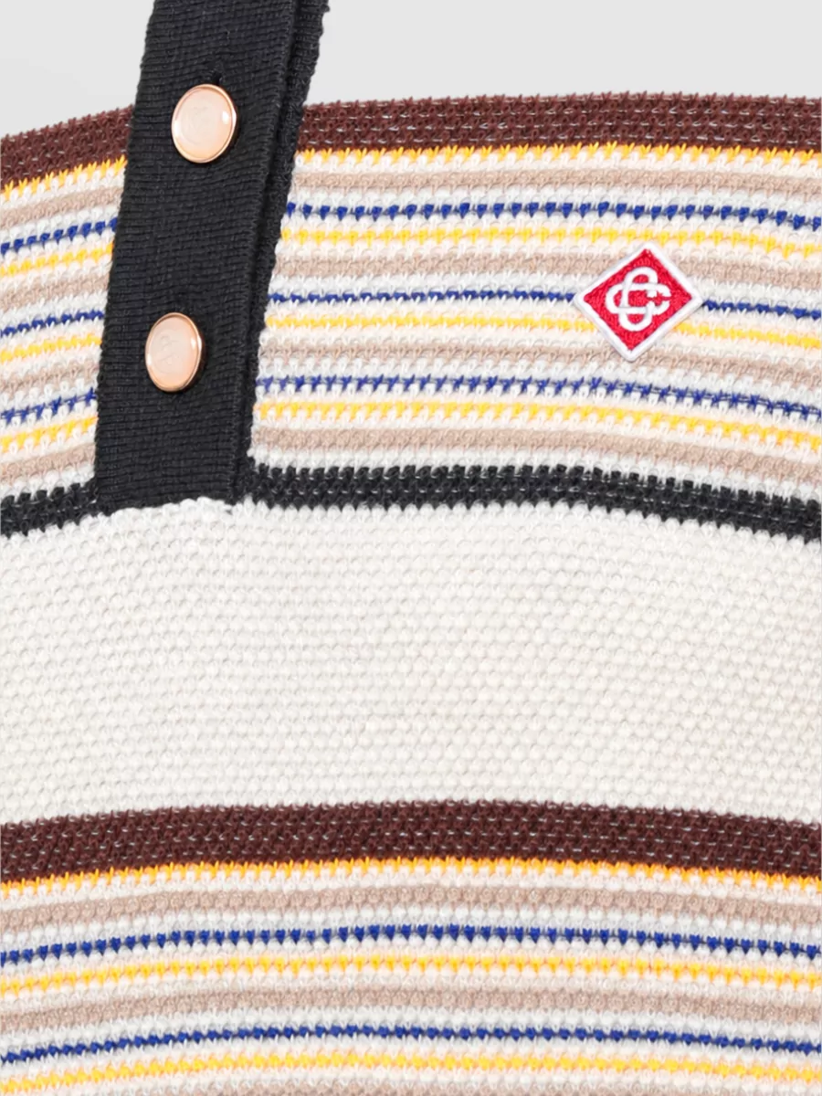Casablanca Striped Short-Sleeve Polo Shirt